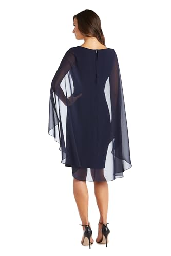 Image of R&M Richards Women's Knee-Length Wrap Dress W /Rhinestone Waist Detail & Chiffon Duster Cape