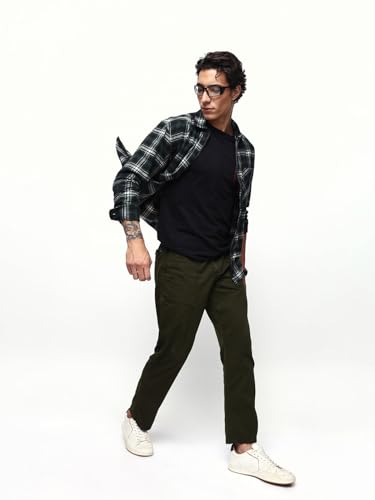 Image of Dennis Lingo Men's Flannel Checks Spread Collar Relaxed Fit Casual Shirt