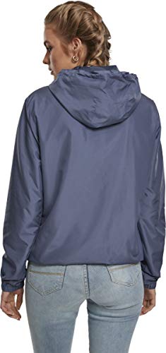 Urban Classics Dames windbreaker met capuchon voor vrouwen, basic pull over jack verkrijgbaar in meer dan 10 kleurvarianten, maten XS - 5XL, Vintage blauw, XL - Afbeelding 3