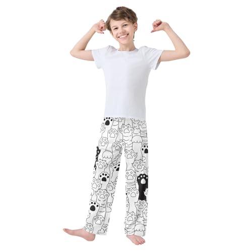 Boys' Pants Dog Cat Paws Long Bottoms Jogger Pants Elastic Waist Trousers with Pockets S-XL2