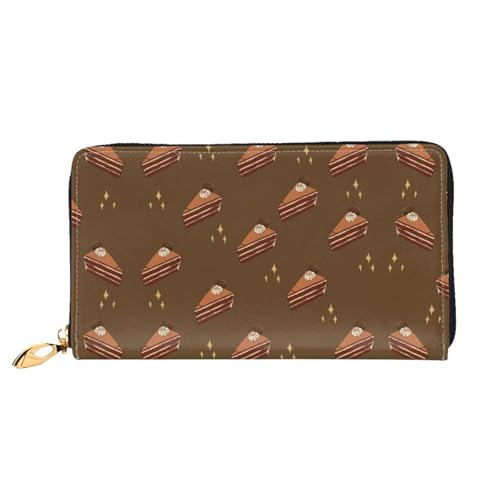 Chocolate Squares Cake Long leather wallet - with zipper - portable and waterproof, suitable for office, study and daily use