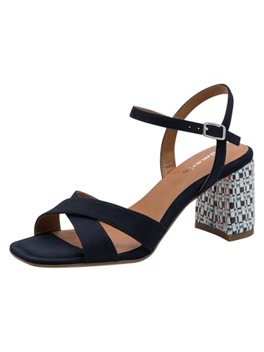 Tamaris Damen Sandalette mit Blockabsatz blau 39 EU