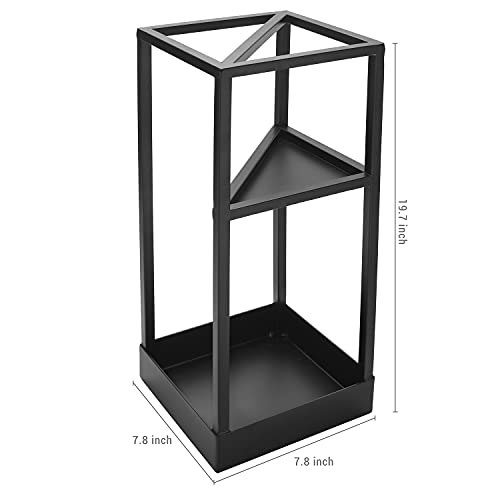 Mygift Geometric Modern Matte Black Metal Freestanding Large & Small Umbrella Holder Stand Storage Rack #TOP4