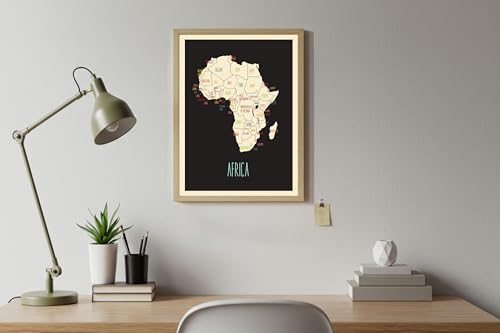 Africa Wall Map Poster (11" x 14") - Black and Off White Detailed Map With All African Countries - Modern Travel Map Wall Decor for Home, Bedroom, Classroom or Office