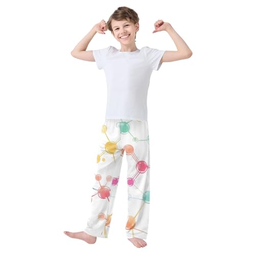 ZZXXB Cololful Molecule Formula Boys Long Pants Soft Trousers Elastic Waist Kids Lounge Bottoms with Pockets S-XL3