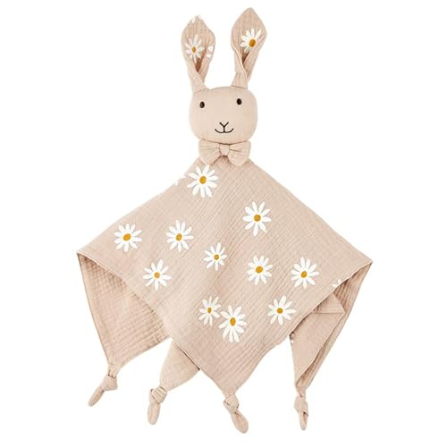 Image of Stephan Baby Newborn Gifts - Cuddle Bud Soft Cotton Muslin Security Baby Blanket with Stuffed Toy, 18 x 18-Inches, Daisy Bunny