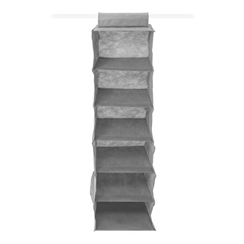 Anika Kleiderschrank mit 10 Taschen, mit Befestigungsschlaufe oben, Textil, grau, 6 Shelf