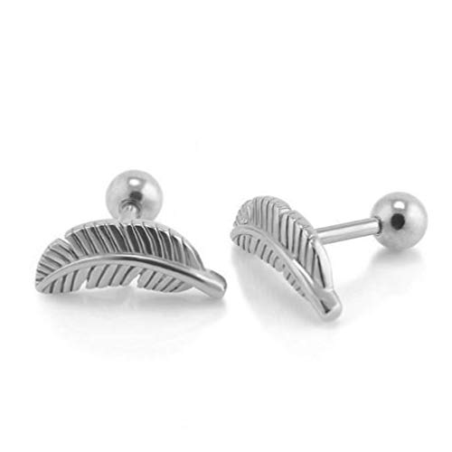 Oulensy 1pair Titane Acier Plume Barbell Oreille Cartilage Helix dormeuses Piercing
