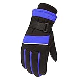 YOLAI Fashion Kids Boys Girls Windproof Skiing Gloves Winter Warm Waterproof Gloves Outdoor Skating Mittens 4~7T (Blue, One Size)