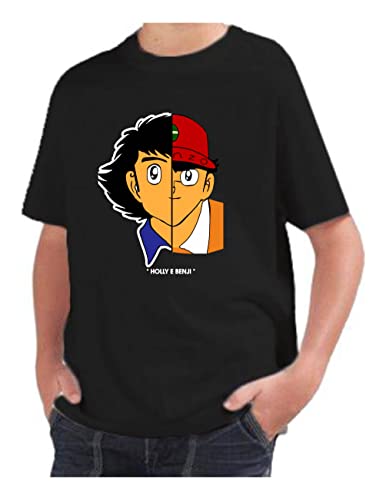 9-11 Anni = XXS T-Shirt Bambino Ragazzo Cotone Basic Super vestibilità Top qualità - Holly E Benji Face - novità Fashion Divertenti Humor Youtuber Made in Italy (7-8, Nero)