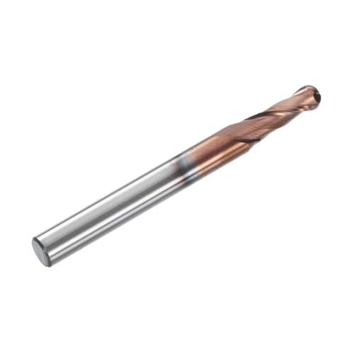 Image of HARFINGTON Ball Nose End Mill 2 Flute 13 /64 inch Diameter 1 /4 inch Shank Tungsten Carbide TICN Coated Spiral CNC Router Bits 5 /8 inch Cutting Length Single End Ball for Carving Engraving Grinding