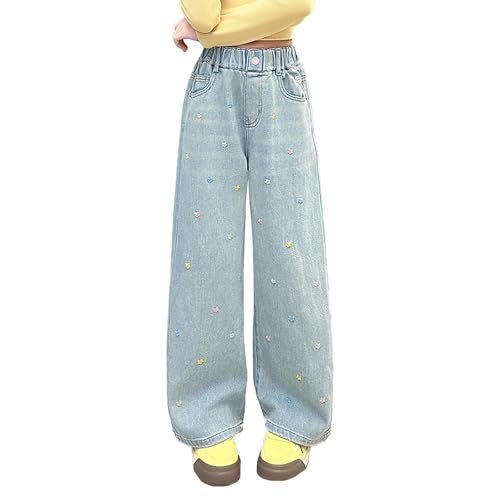Baggy Jeans for Girls Wide Leg Ripped High Elastic Waisted Denim Pants with Pockets Summer Trousers Y2K Streetwear