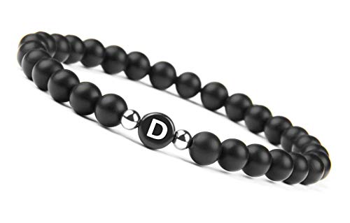 GD GOOD.designs EST. 2015 ® Pulsera de Perlas de Pareja con la Letra (Regalo para Parejas) Pulsera de la Amistad para 3 (Letra D)