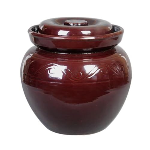 BDMRY Tarro de Fermentación de Olla de gres, Tarro para Pepinillos, Tarros con Tapa para Aceitunas, Tarro de Fermentación o Decapado,Jarrón de Barro,Tarro para fermentar c brown-7.5L