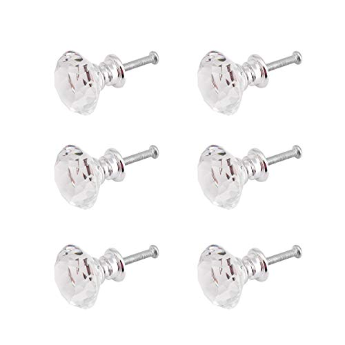 MIGOGO 取っ手 つまみ 引き出し取っ手 10個セット30mm ドアハンドル ねじ付き 透明 ハンドル キラキラ キャビネット キッチン ドア取って 引き出しつまみ 装飾 おしゃれ 食器棚 (30mm,透明色)