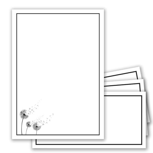 Papier de deuil de haute qualité avec enveloppes DIN long et motif pissenlit élégant