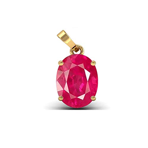 Image of LMDPRAJAPATIS Ruby Pendant /Locket 9.25 Ratti Certified Burma Ruby Astrological Purpose Panchdhatu Gold Plated Pendant Locket for Men and Women