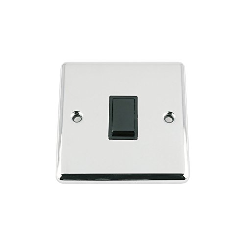 Intermediate Switch 1 Gang - Polished Chrome - Classic - Black Insert Plastic Switch - 10 Amp Single 1 Gang