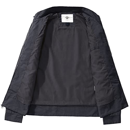 WenVen Men's Spring Cotton Military Jacket Casual Lightweight Canvas Field Coat3