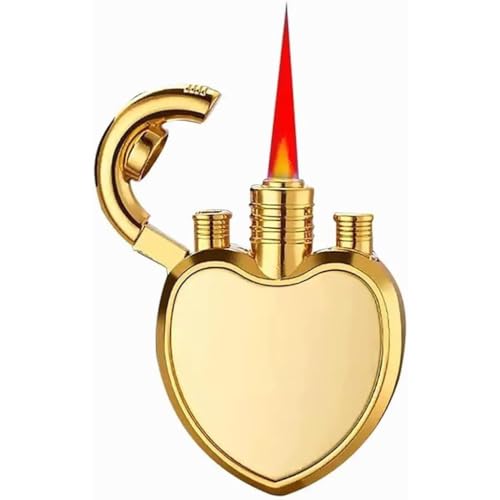 Encendedor de llama directa en forma de corazón color dorado