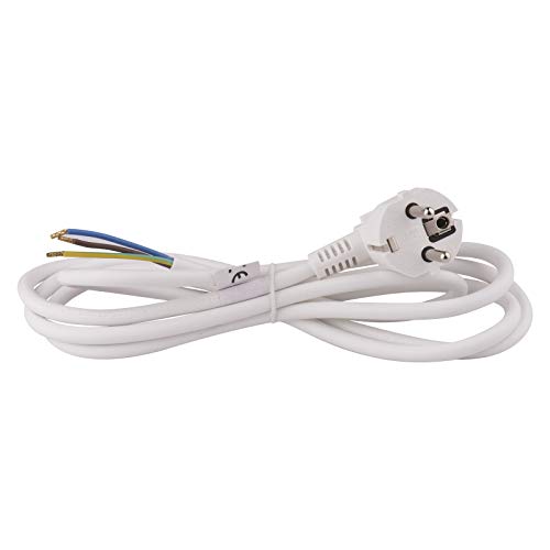 EMOS BĂĽgeleisen-Anschlussleitung 2 m/Zuleitungskabel/Anschlusskabel/BĂĽgeleisenkabel weiĂź / 3X 1,5 mm / H05VV-F 3G