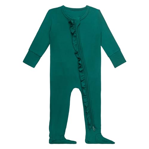 Image of GUISBY Baby Footies Ruffle Pajamas, Soft Long Sleeve with 2 Way Zipper Sleepers