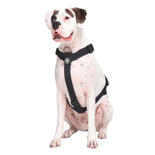 Spark Paws No Pull Hundegeschirr Grosse Hunde, Halterdesign mit Frontclip, Y Geschirr Hund, Robust und Strapazierfähig Harness für Große und Starke Rassen - Black, M
