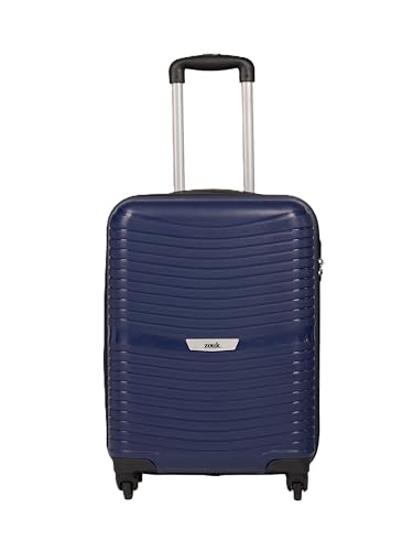 Image of ZOUK Zoya Trolley Bag Cabin Size 57cm Hard Shell Suitcase Luggage Trolley Bag with Silent 360 Spinner Wheels, Lightweight Carry-On Travel Suitcase with Combination Lock | Navy Blue