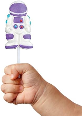 Outer Space Themed Lollipops, (12) Individually Wrapped Candy Suckers - Space Theme Birthday Party Favors for Kids, Goodie Bags, Edible Cake and Cupcake Topper - Candy Buffet and Party Decor, Astronaut, Space Shuttle, Earth - Hand Decorated Pops