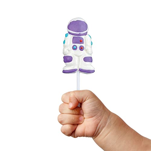 Outer Space Themed Lollipops, (12) Individually Wrapped Candy Suckers - Space Theme Birthday Party Favors for Kids, Goodie Bags, Edible Cake and Cupcake Topper - Candy Buffet and Party Decor, Astronaut, Space Shuttle, Earth - Hand Decorated Pops