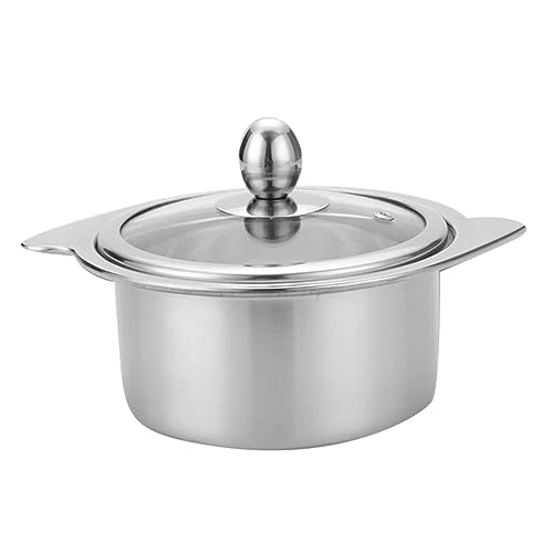 BEBEMOKO Olla caliente de acero inoxidable, olla pequeña para fondue, olla de inducción, compatible con sustancias nocivas, olla caliente, olla caliente, wok, trabajo en olla de hervidor, olla de