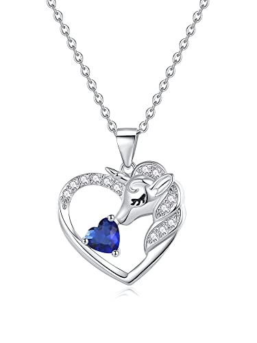 Unicorns Gifts for Girls Necklaces 18K White Gold Plated Unicorn Necklace for Teen Girls Unicorn Gifts 1CT Birthstone Necklace initial heart necklace for girls 4-6 girls' birthstone jewelry for girls 6-8