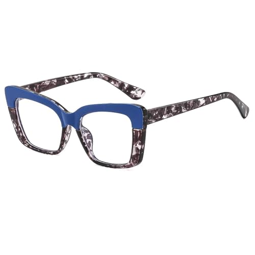 Lunettes de soleil tendance à monture bicolore transparente motif fleur bleue