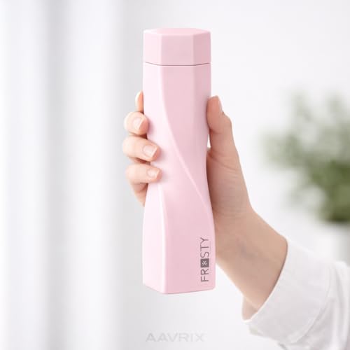 Image of Premium Slim Square Water Bottle BPA Free Plastic Frosty Finish Leak Proof Fridge Fit Freezer Safe Drinking Bottle for School Office Gym Travel Use (Twisted bottle)(PACK OF-1, 6 PCS)