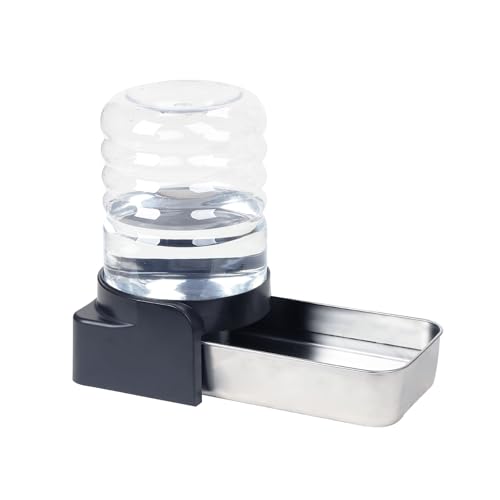 PAKEWAY 1 Gallon Automatic Gravity Dog Water Bowl Dispenser Stainless Steel Large Capacity Pet Waterer with 3 Filters for Small to Medium Dogs and Cats