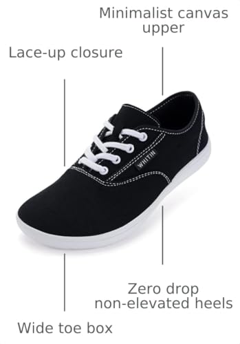 Image of WHITIN Women's Wide Toe Box Canvas Barefoot Shoes W87 | Roomy Toe Space for Wide Feet, Zero Drop for Natural Foot Position, Removable Insole, Comfort for Casual, Daily Walking, Gym