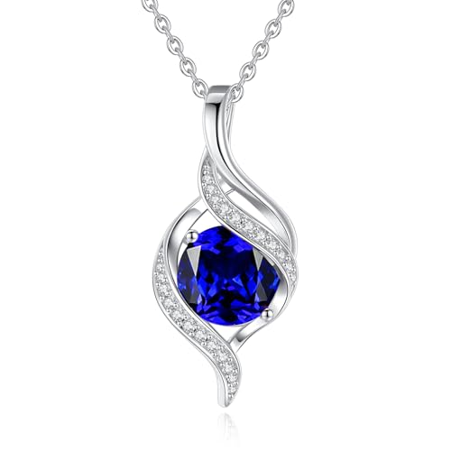 FANCIME Birthstone Necklace for Women Round Cubic Zirconia Necklace S925 Sterling Silver full Love Birthday Gifts for Mom Women