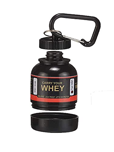 Image of NEW 2024 Whey Bottle Combo - Small Portable Protein Container With Key-Chain, Supplement Powder Carrying Funnel, 30 ml Flask (Pack of 5)