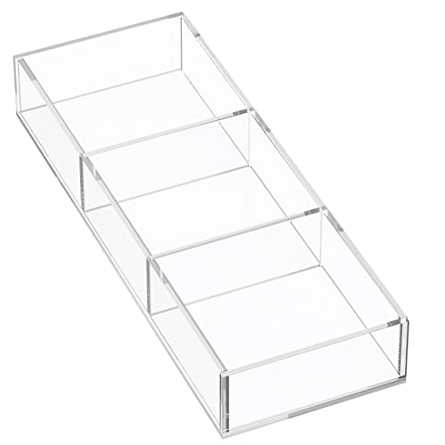 Hiimiei 3 Section Acrylic Drawer Organizer Tray, Clear Desk Makeup Tray Organizer For Drawer, Office Shallow Drawer Organizer(11.8X4.3 Inch) #TOP11