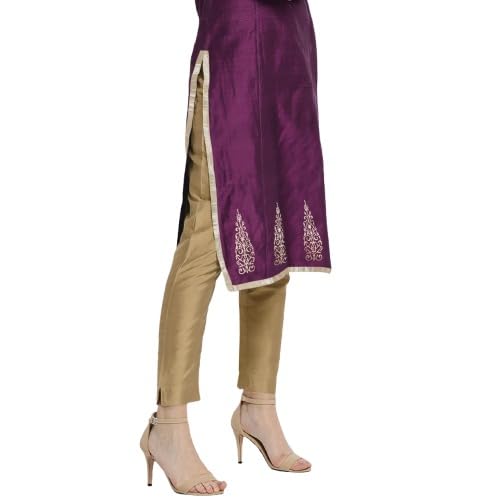 floreos Women's Straight Pant Silk with Cotton Lining Trouser-picture-12