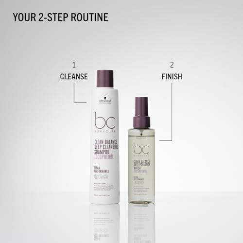 Schwarzkopf Professional Bonacure Clean Balance Deep Cleansing Shampoo All Hair Types Vegan Care Complex Tocopherol Protects Against Environmental Influences Fresh Hair Feeling Sulphate Free 250 ml