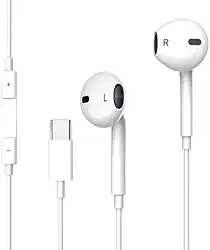 Fone de Ouvido Compatível com iPhone 15, 15 Pro, 15 Pro Max e 16, Conector USB-C, Branco