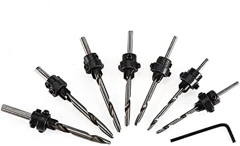 Pindia 7Pcs Woodworking Countersink Drill Bits Set, Tapered High-Speed Steel Drill Woodworking With a Hex Key Perfect for Wood