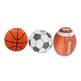 BESTonZON 3stücke Teiliges Papierlaternen Basketball Fußball Und American Football Dekoration Für Sport-mottopartys Und Geburtstagsfeiern Leicht Aufzuhängen Kreative Party-