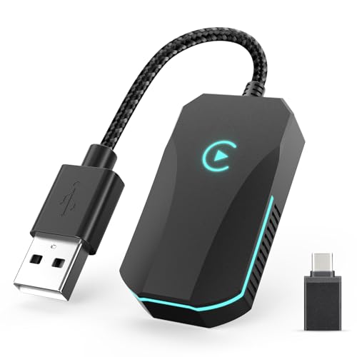 Wireless CarPlay Adapter, 2025 Upgraded Dual-Band (2.4GHz/5GHz) WiFi, Converts Wired to Wireless CarPlay, More Stable & Auto-Connect, Plug & Play for OEM Wired CarPlay Cars & iPhone iOS 10+ (Black).