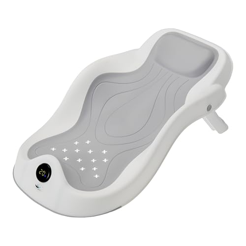 Siège de bain bébé Smart Baby gris avec thermomètre intégré et cadre de sécurité