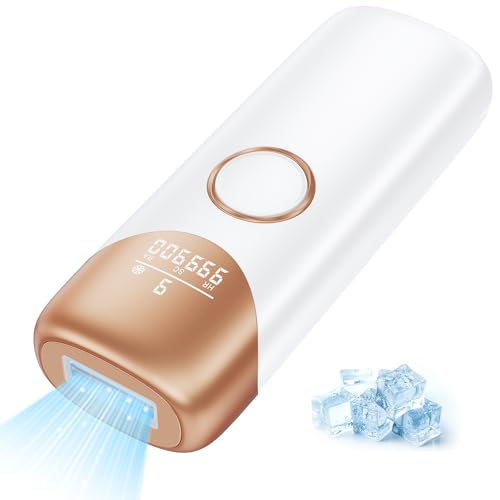 3 en 1 Depiladora Luz Pulsada con Función de Refrigeración, Depiladora Laser con Ondas Rojas de 600NM 1200NM, 9 Niveles de Energía, 999.900 Flashes para Línea del Bikini, Cara y Cuerpo
