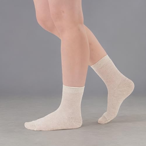 Special Thin Breathable Organic Linen Socks for Men, Pack of 3, Beige, US 10-12, Large2
