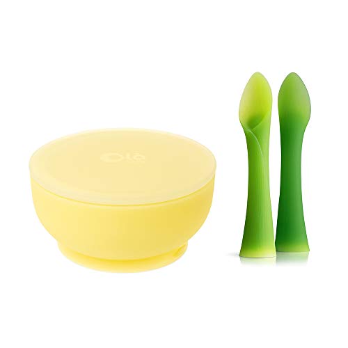 Image of Olababy 100% Silicone Soft-Tip Training Spoon and Suction Bowl with Lid Bundle