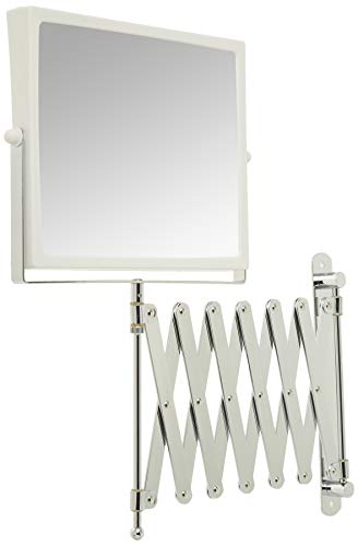 Jerdon 8.3-Inch X 6.5-Inch Two-Sided Swivel Wall Mount Mirror - Vanity Mirror With 5X Magnification & 30 Inch Wall Extension - White Base With Chrome Finish Handle - Model J2020C #TOP4